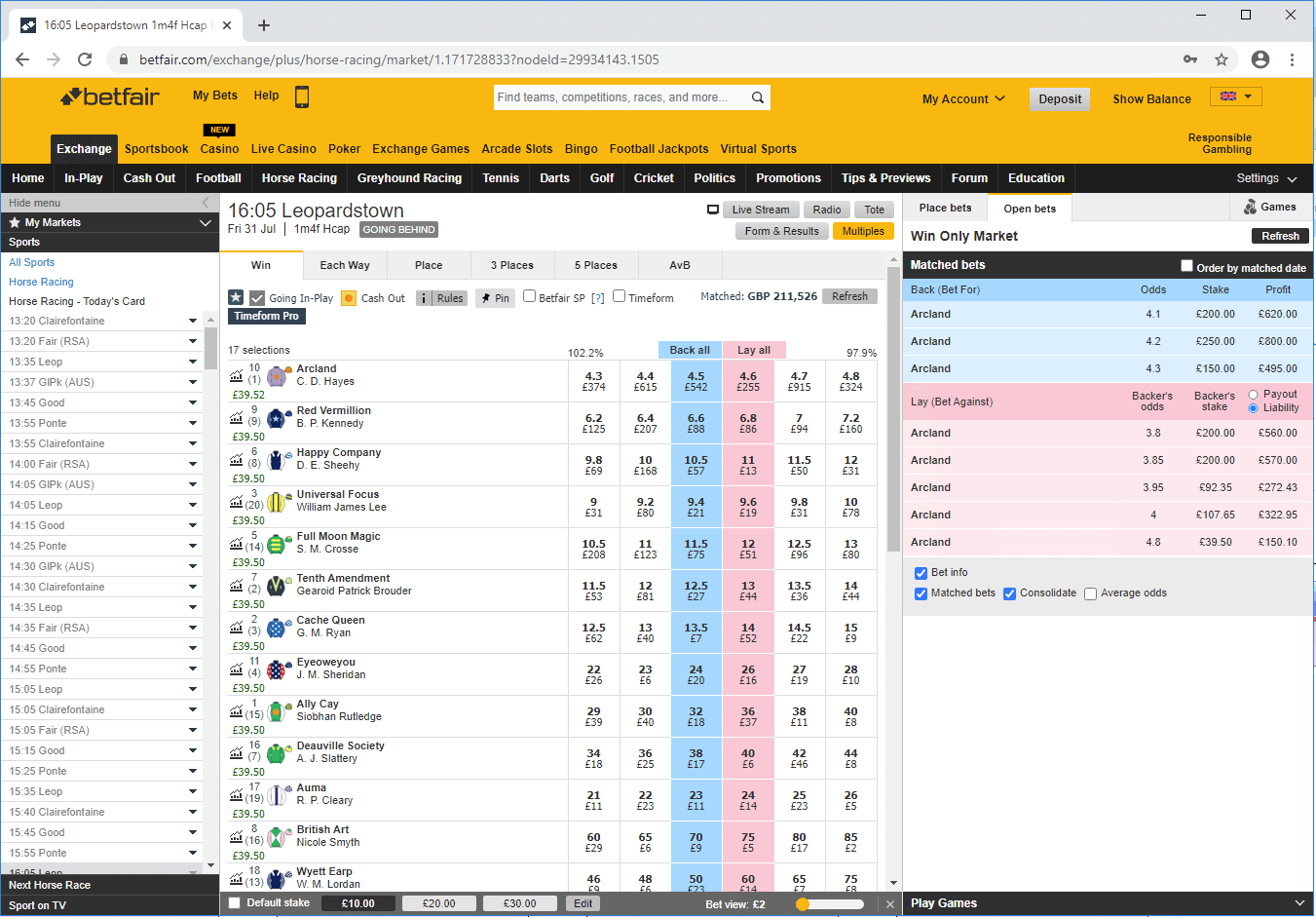 Explicação sobre Sportsbook e Exchange da Betfair